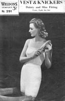 vintage ladies vest and pantiees knickers pants underwear knitting pattern 1940s Weledon 291