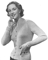 ladies cardigan to the twin set knitting pattern 1950s