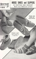 vintage slippers knitted and crochet pattern for prisoners on war in40s bestway 1185