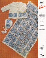 vintage baby pram blanket and jacket in crochet 1970s pattern