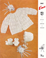 vintage crochet pattern for baby jacket and bonnet 1960 pattern
