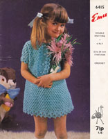 vintage girls crochet dress pattern 1970 emu 6415