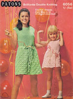 vintage girls ladies crochet dress pattern patons 6056 1969