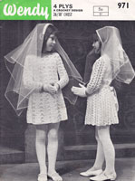 vintage confirmation dress crochet knitting pattern 1970