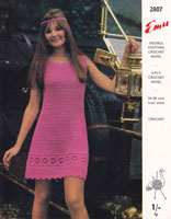 vintage ladies crochet dress pattern 1969 Emu 2807