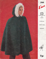 vintage crochet cape pattern ladies emu 2960