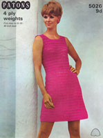 vintage ladies dress crochet pattern 1960s patons 5026