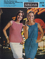 vintage ladies crochet dress and top pattern 1960s sirdar 2472
