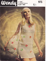 greata summer mini dress in crochet 1960s