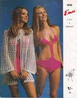vintage knitting pattern for swim suit  crochet 1960's