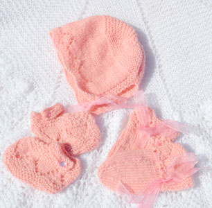 vintage baby bonnet set in pure cashmere