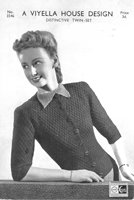 vintage viyella knitting patten for ladies 3546 a jumper cardigan from 1940s