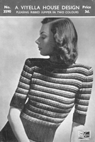 vintage ladies two colur jumper knitting pattern from 1940s viyella 3590