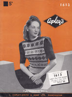 vintage ladies fair isle knitting pattern 1940s