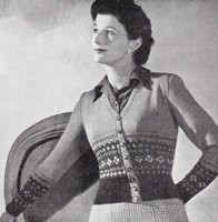 vintage ladies fair isle cardigan knitting pattern 1940s