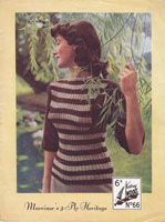 vintage ladies stripe jumoper marriners 1950s knitting pattern