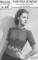 vintage ladies fair isle jumper knitting pattern 1940s