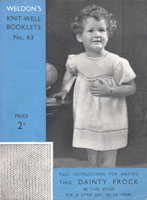 weldons63 vintage 1930s little girls dress knitting pattern