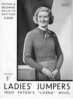 vintage patons ladies jumper knitting pattern from 1930s