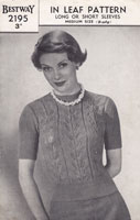 vintage ladies summer jumper knitting pattern 1940s