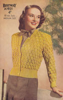 vintage ladies bestewy knitting pattern cardigan 1940s