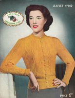vintage ladies cable cardigan knitting pattern form 1950