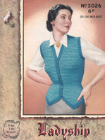 vintage ladies waistcoat knitting pattern in fair isle from 1950s