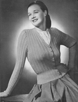 ladies cardigan knitting pattern from late 1940s