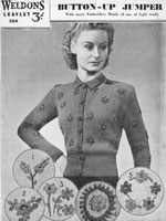 Ladies vintage knitting pattern for cardigan with embroidery