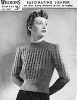 vintage ladies jumper knitting pattern from 1940s