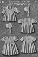 vintage baby dress set knitting pattern from 1940s