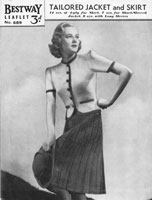 vintage ladies skirt and jacket knitting pattern 1940s