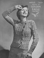 vintage ladies thick knit cardigan knitting pattern from 1930s