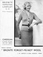 vintage ladies cardigan knitting pattern from 1930s