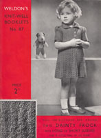 vintage girls dress knitting pattern 3-4 years old