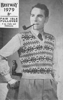 vintage mens tank top  1940s pattern fair isle