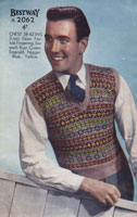 vintage knitting pattern for mens fair isle tank top 1940s