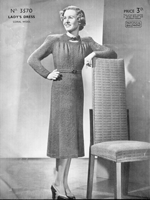 vintage ladies dress knitting pattern from 1930s