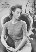 vintage ladies 1940s jumper knitting pattern 