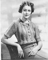 vintage ladies jumper knitting pattern from 1930s