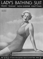 vintage knitting pattern for 1930s swim suit