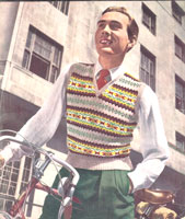 vintage young mans fair isle pullover knitting pattern 1940s