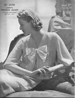 vintage ladies bed jacket knitting pattern from 1930s