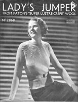 vintage ladies jumper knitting pattern from 1930s