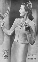 vintage knitting pattern for bed jacket 1940s templetons 770