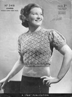 vintage ladies jumper knitting pattern 1930s patons 3418