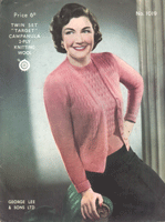 vintage ladies twin set knitting pattern from 1940s