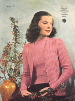 vintage ladies twin set knitting patten 1950s