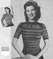 vintage ladies fair isle knitting pattern 1940s