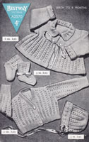 vintage baby knitting pattern matinee and cardigan set 1940s